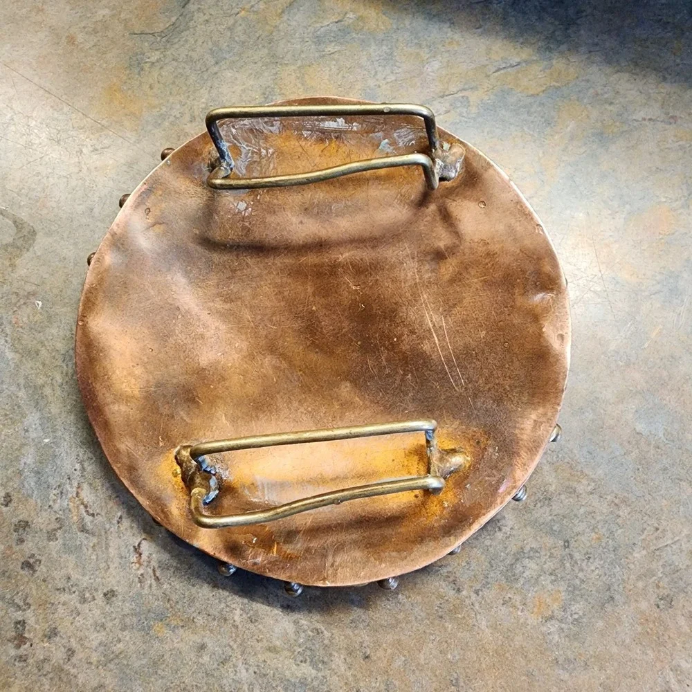 Vintage Handmade Round Large Copper Belt Buckle Artisan Retro Unique